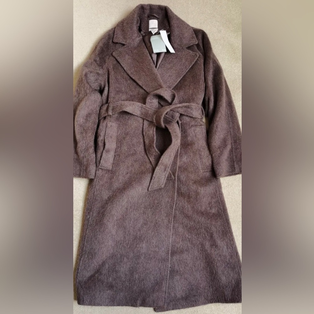 NWT H&M Wool Winter Italian fabric brown Coat Overcoat Topcoat - FREE shipping